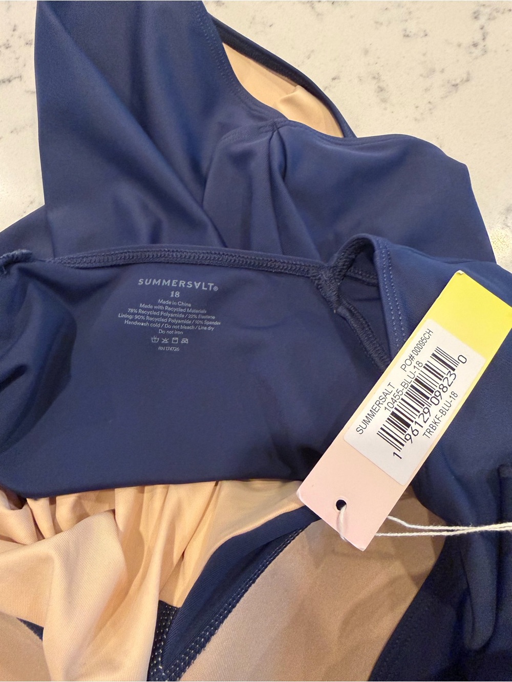 summersalt Navy One-Piece Swimsuit with Ruffle Shoulders NWT Sz 18 - Picture 6 of 6